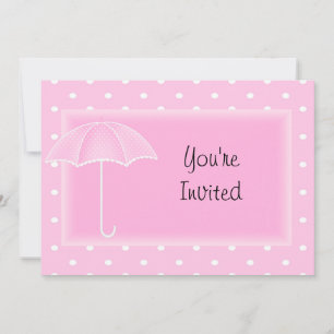 Pink Umbrella  Baby Shower  Invitation
