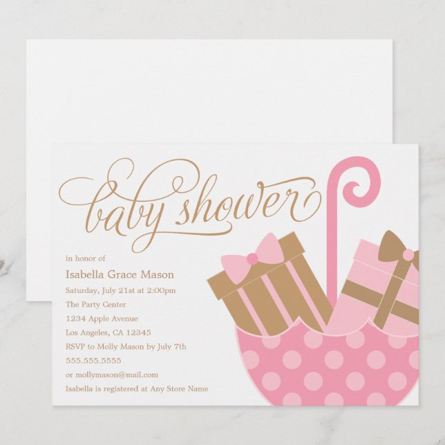 Pink Umbrella | Baby Shower Invite (Front/Back)