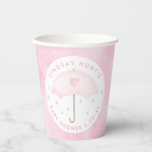 Pink Umbrella Baby Shower Paper Cups
