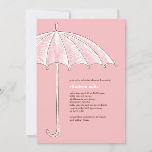 Pink Umbrella Shower Party Invitations
