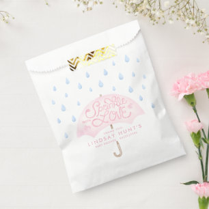 Pink Umbrella Sprinkle Baby Shower Favour Bag
