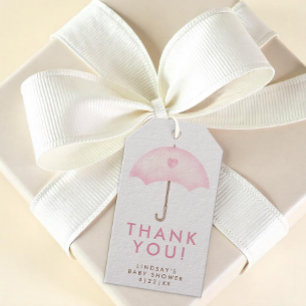 Pink Umbrella Sprinkle Baby Shower Favour Tag