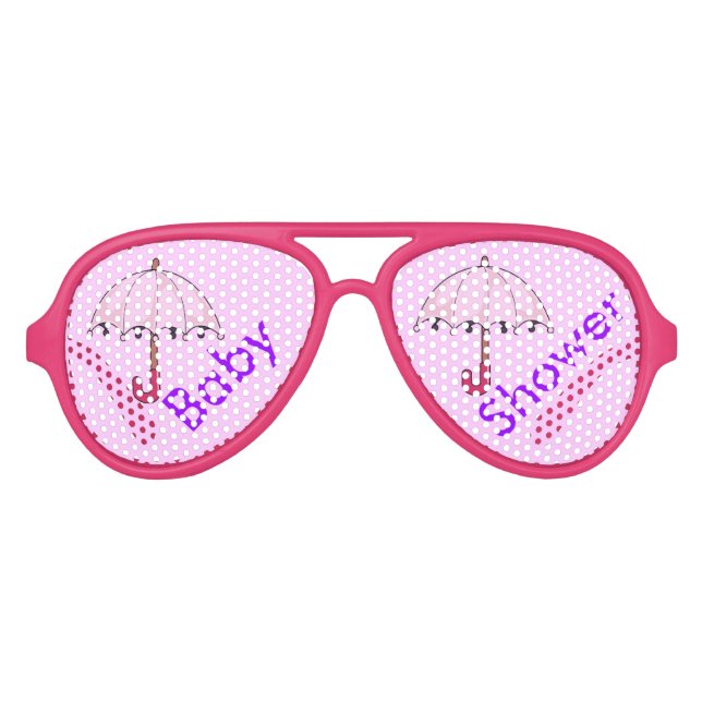 Pink Umbrellas Adult Aviator Party Shades (Front)