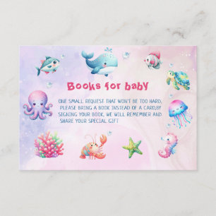 Pink Under The Sea Baby Shower Books For Baby Enclosure Card