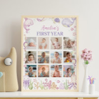 Pink Under the Sea Birthday Photo Milestone Sign