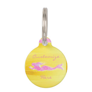 pink underwater mermaid pet tag