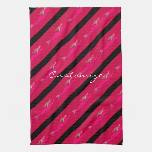 pink underwater mermaids rising kitchen towel (Vertical)