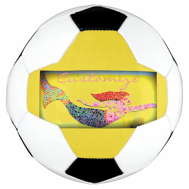 pink underwater  mosaic mermaid soccer ball (Front)
