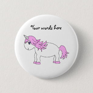 Pink unicorn 2 inch round button