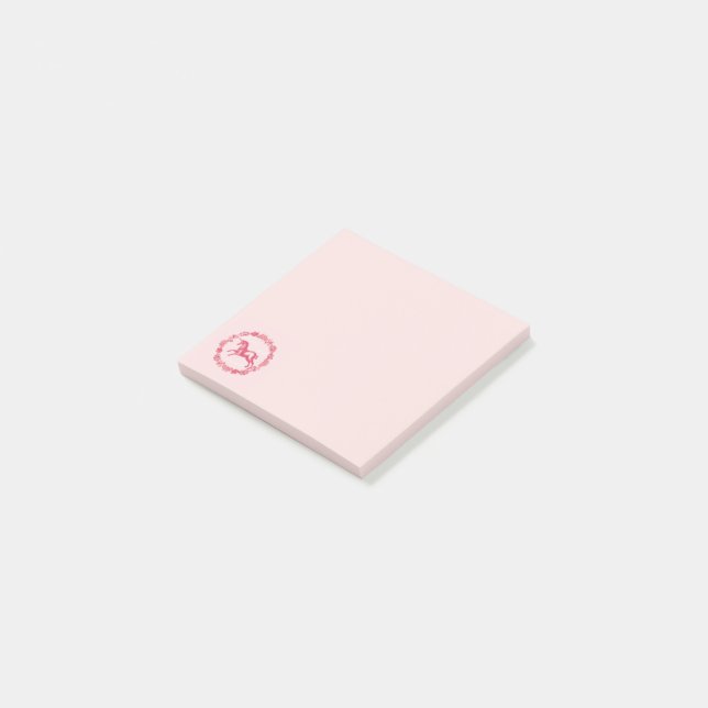 Pink Unicorn and Flowers Post-it Notes (Angled)