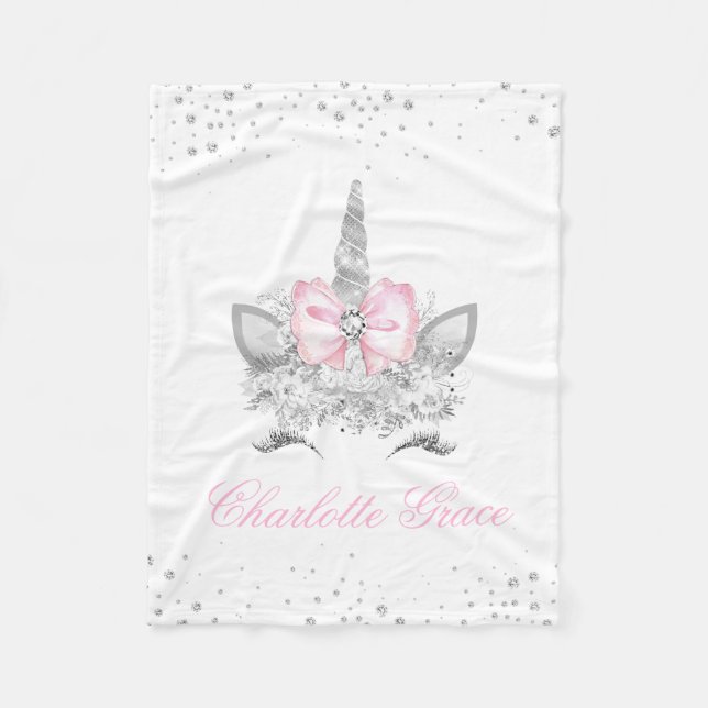 Pink Unicorn Baby Girl Fleece Blanket (Front)