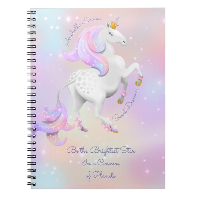 Pink Unicorn Baby Girl Spiral Photo Notebook (Front)