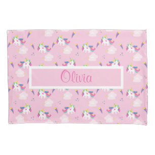 Pink Unicorn Baby Name Pillowcase