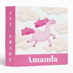 Pink Unicorn Back to School Cute Cartoon Magical Binder