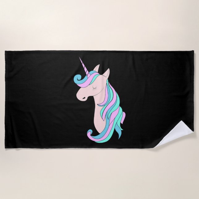 Pink unicorn    beach towel (Front)