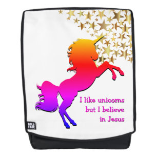 Pink UNICORN Believe in Jesus Personalized Backpack