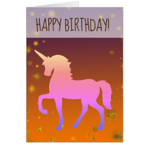 Pink Unicorn  Birthday  Greeting Card