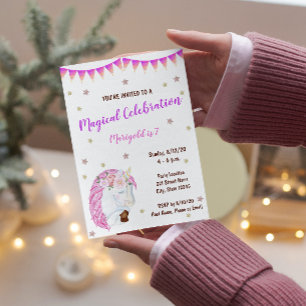 Pink Unicorn Birthday Invitation