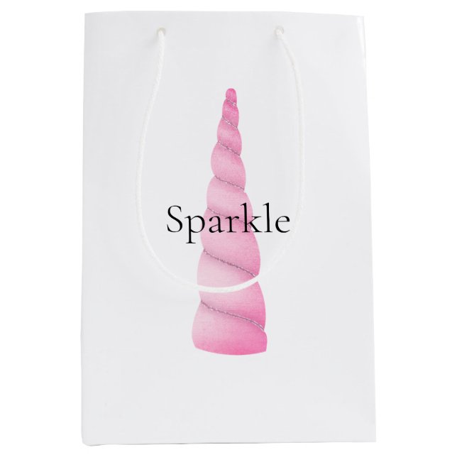 Pink Unicorn Birthday  Medium Gift Bag (Front)