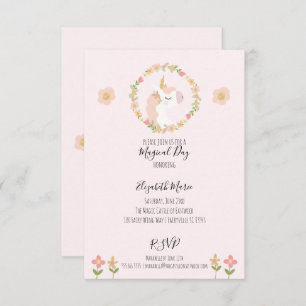 Pink Unicorn Birthday Party Invitations
