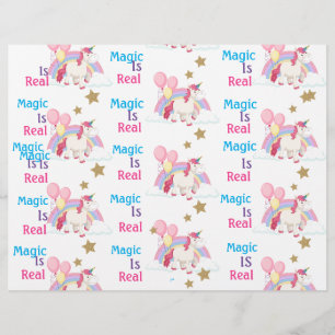 Pink Unicorn Birthday Party Scrapbook Paper