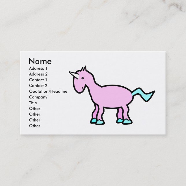 Pink unicorn business card (Front)