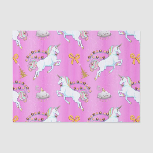 Pink Unicorn Christmas Tissue Paper (Front)
