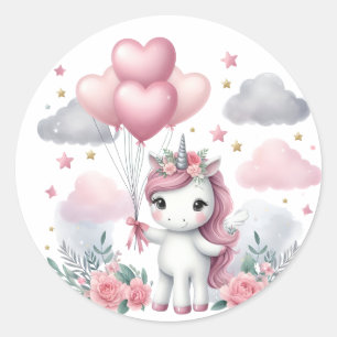 Pink Unicorn  Classic Round Sticker