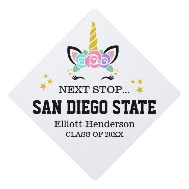 Pink Unicorn College Plans  Graduation Cap Topper (Front)