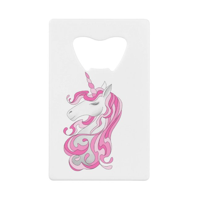 Pink Unicorn Credit Card Bottle Opener (Front)
