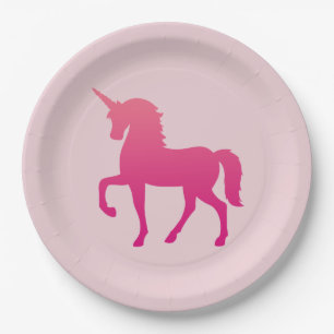Pink unicorn Custom Paper Plates 9 in