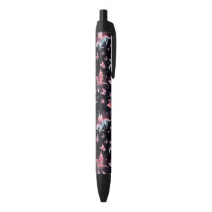 Pink Unicorn Dragon Mix Black Ink Pen