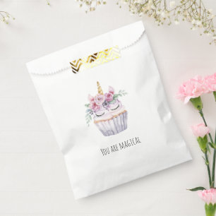 Pink Unicorn Floral Cupcake Birthday Favour Bag
