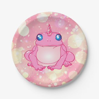 Pink Unicorn Frog paper plate