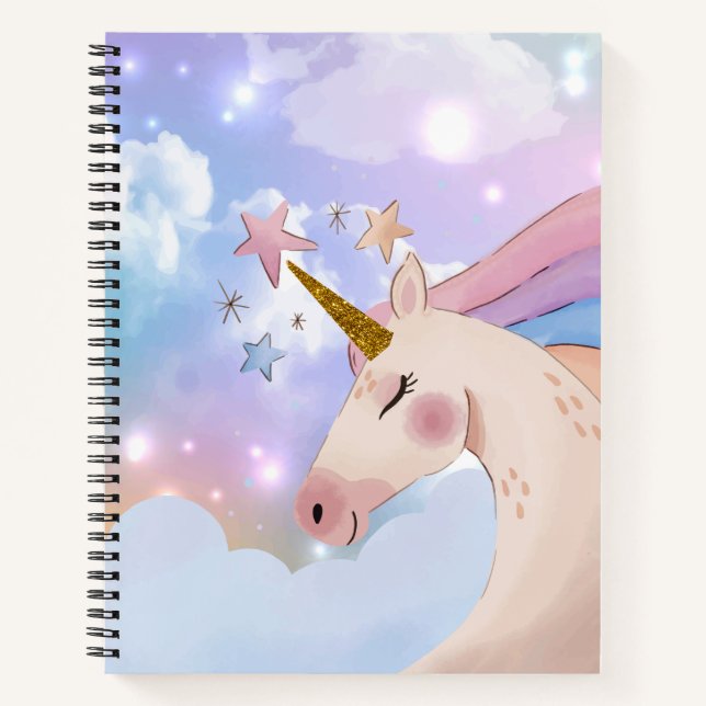 Pink Unicorn Girls Modren  Notebook (Front)