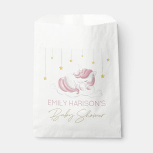 Pink Unicorn Gold Stars Baby Shower Favour Bag