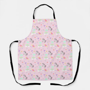Pink unicorn magical princess  girly birthday kids apron