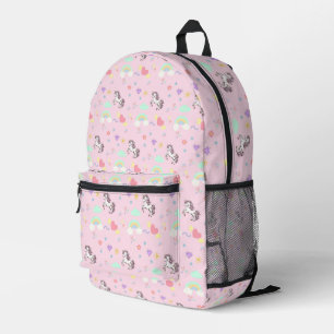 Pink unicorn magical princess  girly birthday kids printed backpack