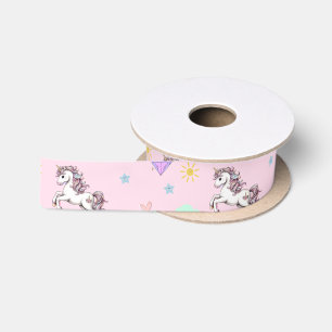 Pink unicorn magical princess  girly birthday kids satin ribbon