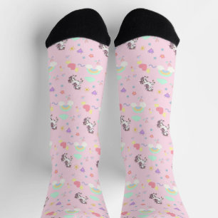 Pink unicorn magical princess  girly birthday kids socks