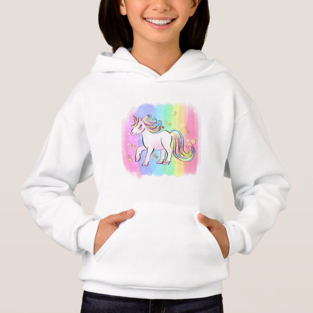  pink unicorn on rainbow background (Front)