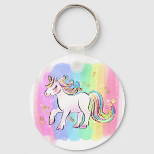  pink unicorn on rainbow background hoodie keychain