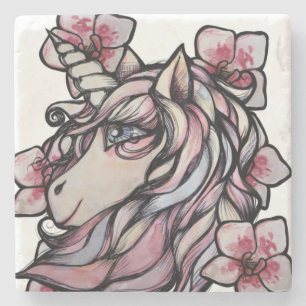 Pink Unicorn Orchids art Orchid Unicorns           Stone Coaster