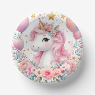 Pink Unicorn  Paper Plate