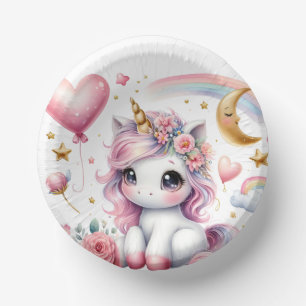 Pink Unicorn Paper Plate
