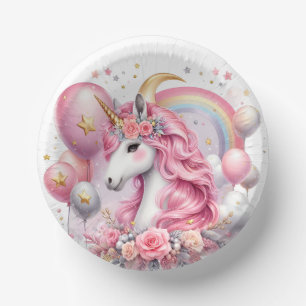 Pink Unicorn Paper Plate