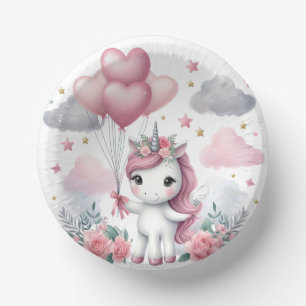 Pink Unicorn  Paper Plate