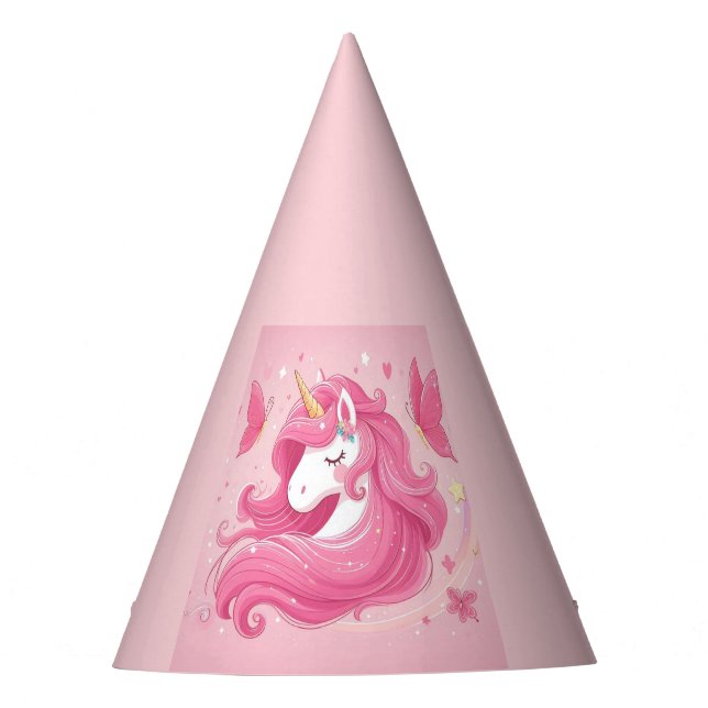 pink unicorn party hat (Front)