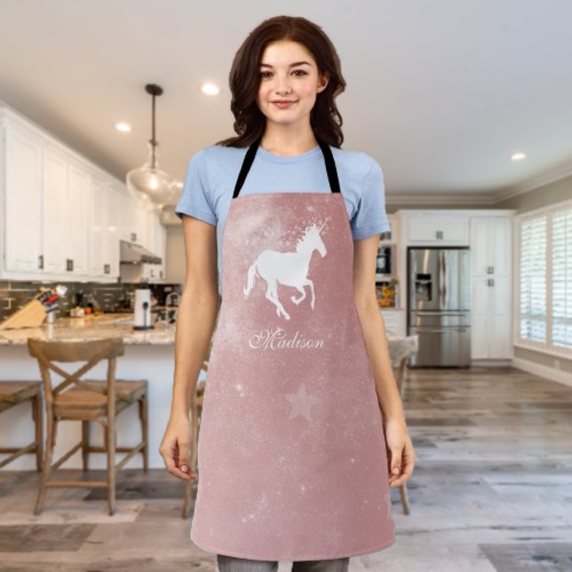 Pink Unicorn Personalized Apron (Pink Unicorn Personalized Apron)