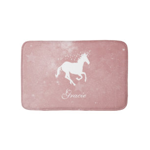 Pink Unicorn Personalized Bath Mat